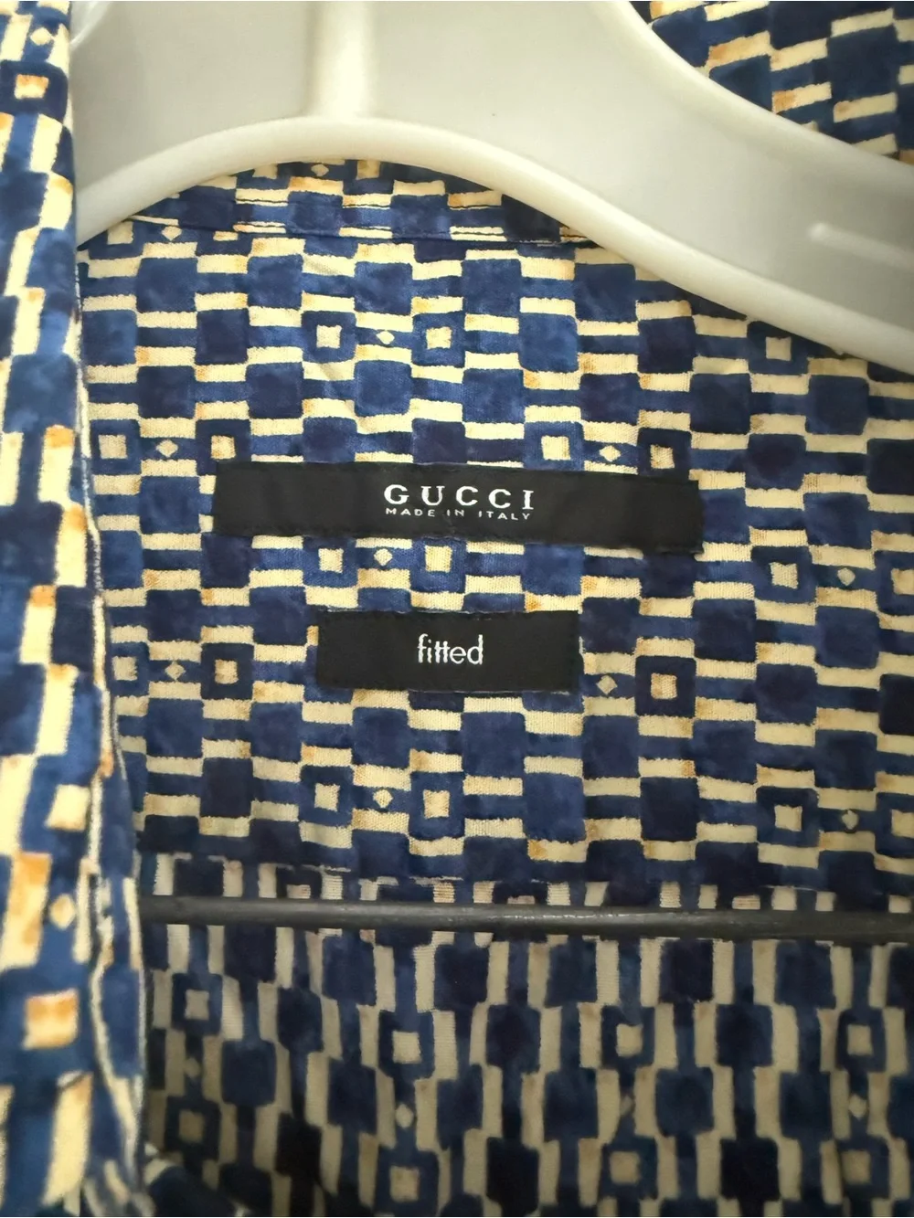 Gucci Navy and Cream Patterned Shirt  fitted
